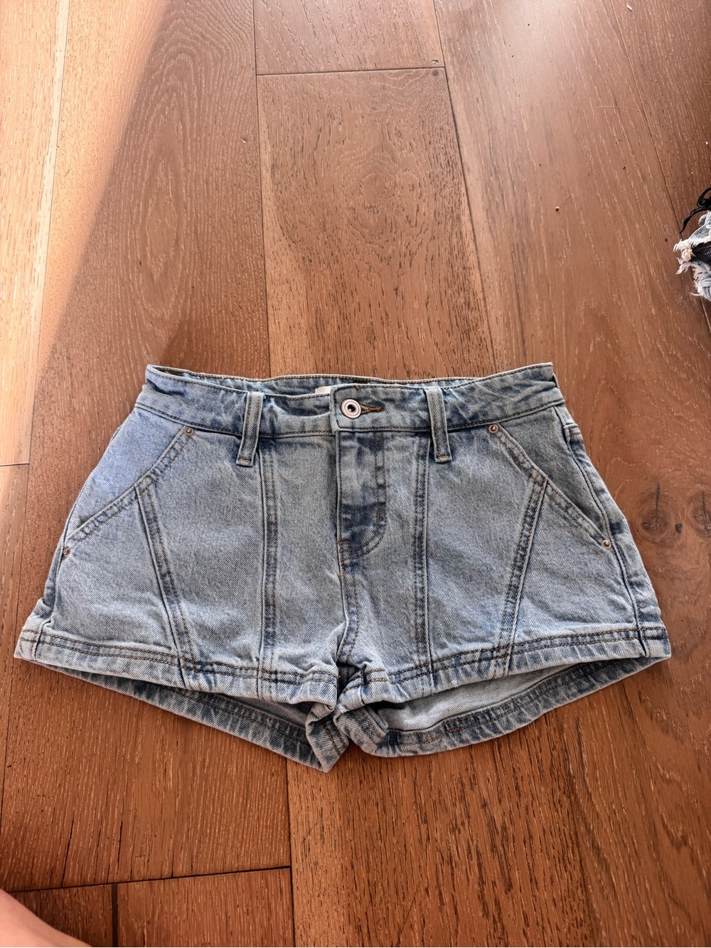 Altar'd State Light Wash Denim mid Rise Shorts